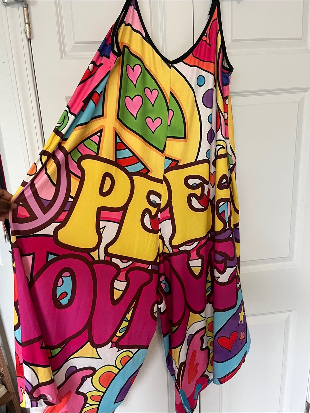 Colorful 'Peace & Love' Graphic Jumpsuit